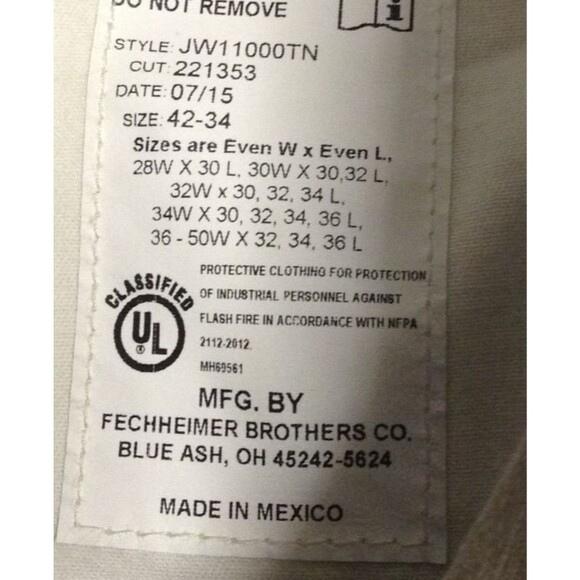 JustinFR Flame Resistant Pants Men 38x33 Khaki Canvas Ripstop Utility Workwear - Picture 11 of 13